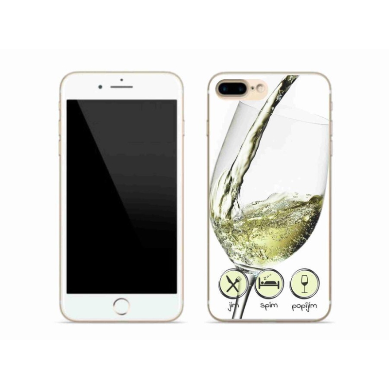 Gelový obal mmCase na mobil iPhone 7 Plus - sklenička vína bílé
