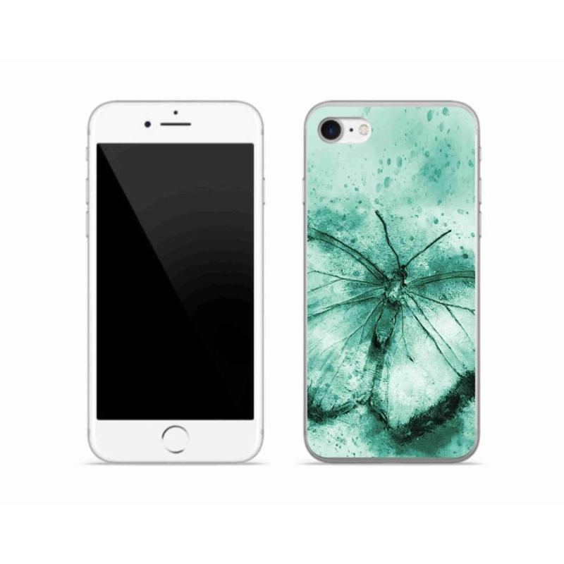 Gelový obal mmCase na mobil iPhone 7 - zelený motýl