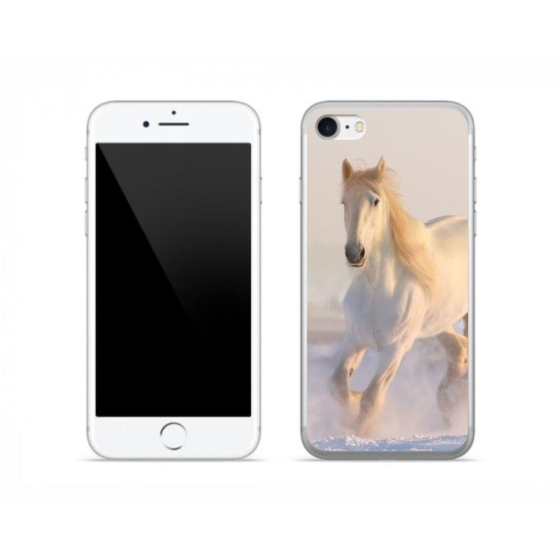 Gelový obal mmCase na mobil iPhone 8 - kůň ve sněhu