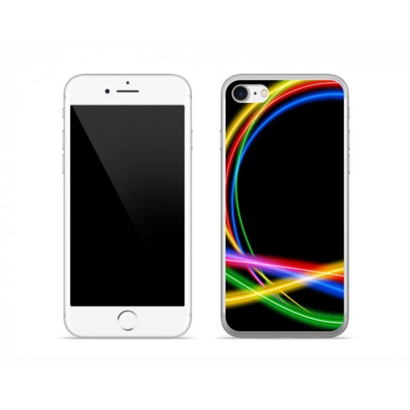 Gelový obal mmCase na mobil iPhone 8 - neonové kruhy