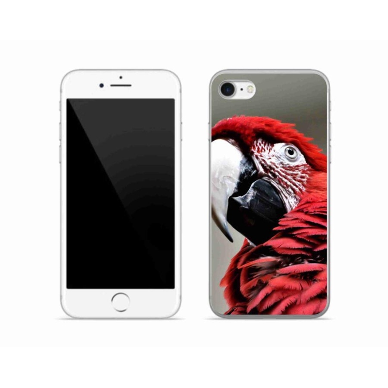 Gelový obal mmCase na mobil iPhone 8 - papoušek ara červený