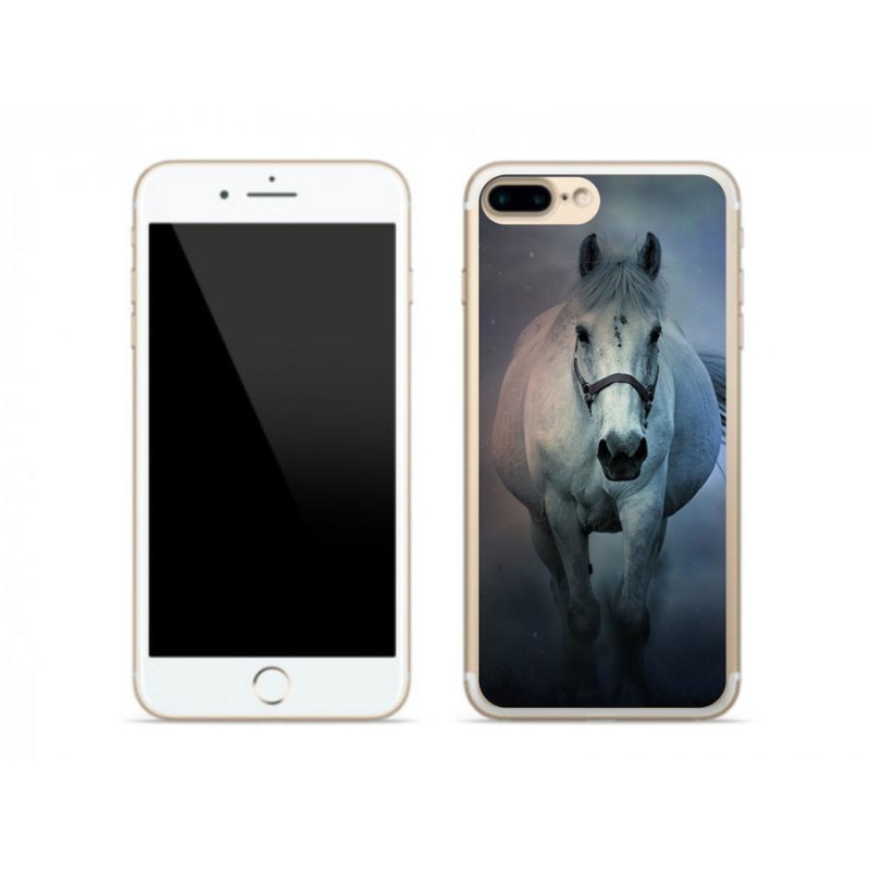 Gelový obal mmCase na mobil iPhone 8 Plus - běžící bílý kůň
