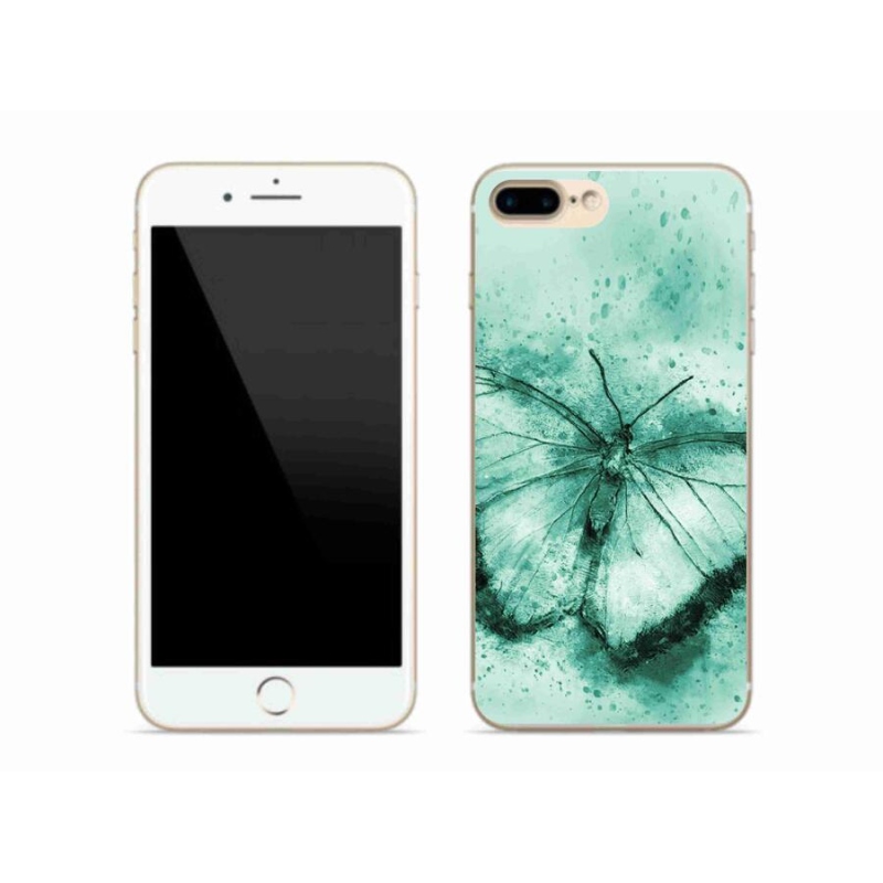 Gelový obal mmCase na mobil iPhone 8 Plus - zelený motýl
