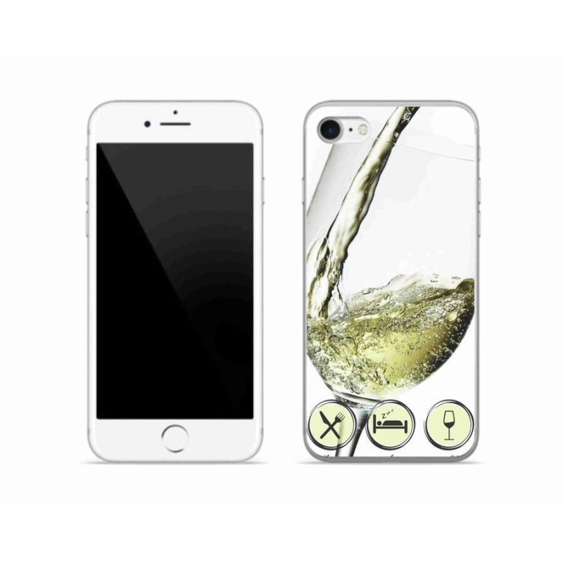 Gelový obal mmCase na mobil iPhone 8 - sklenička vína bílé