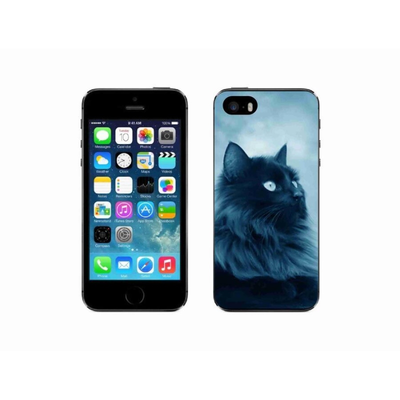 Gelový obal mmCase na mobil iPhone SE (2016) - černá kočka 1