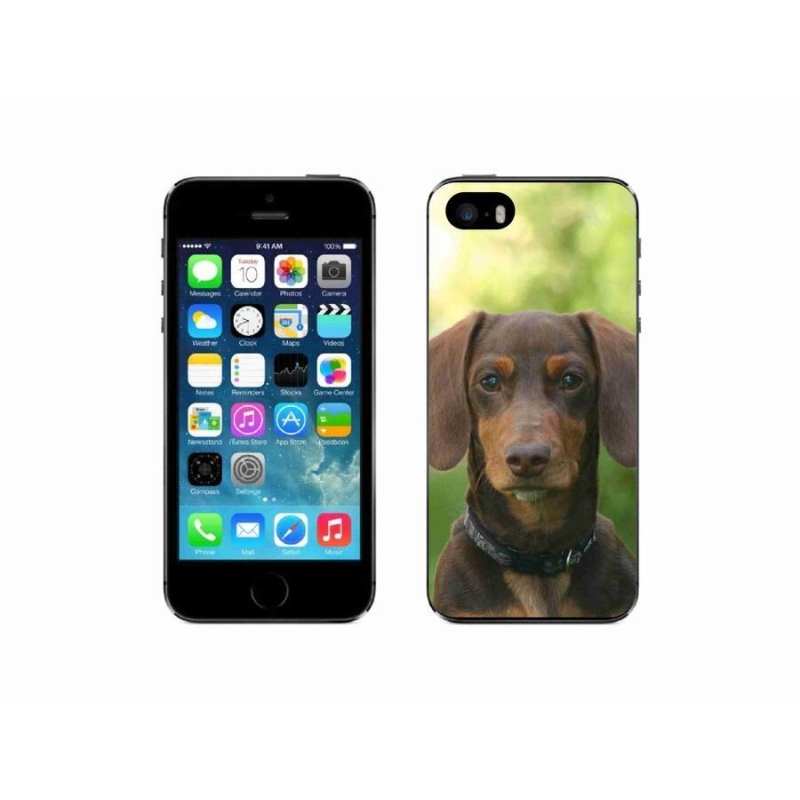 Gelový obal mmCase na mobil iPhone SE (2016) - hnědý jezevčík