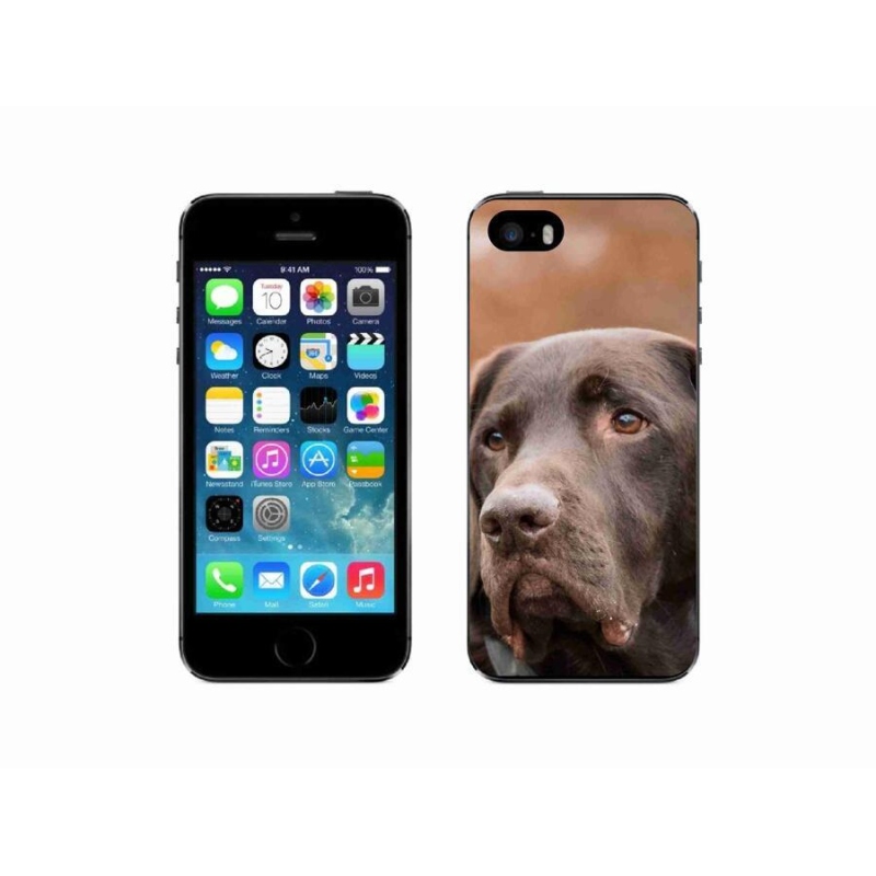 Gelový obal mmCase na mobil iPhone SE (2016) - hnědý labrador