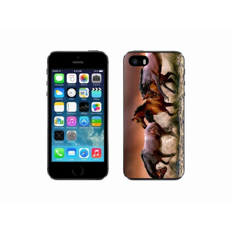Gelový obal mmCase na mobil iPhone SE (2016) - koně 1
