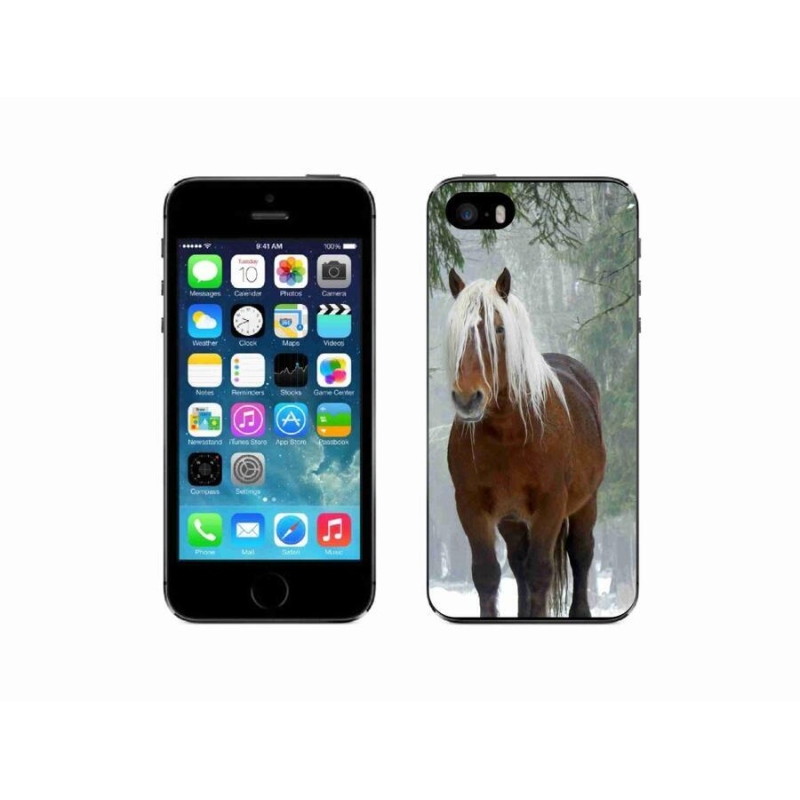 Gelový obal mmCase na mobil iPhone SE (2016) - kůň v lese