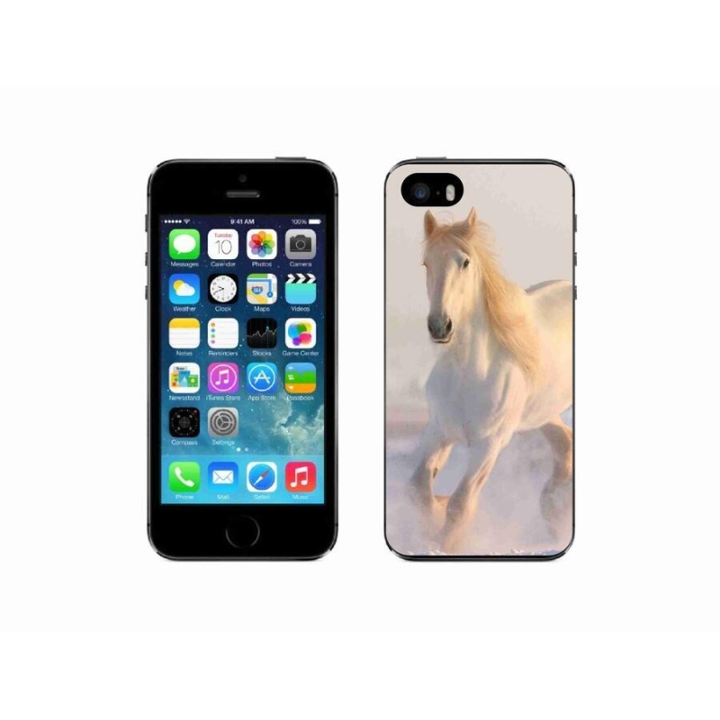 Gelový obal mmCase na mobil iPhone SE (2016) - kůň ve sněhu