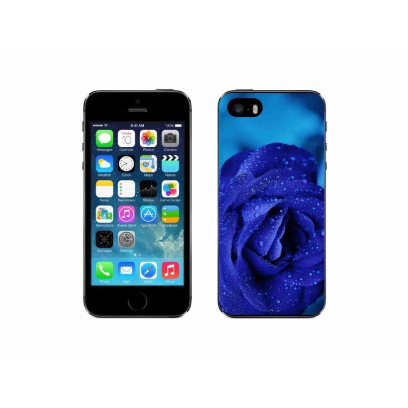 Gelový obal mmCase na mobil iPhone SE (2016) - modrá růže