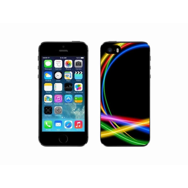 Gelový obal mmCase na mobil iPhone SE (2016) - neonové kruhy