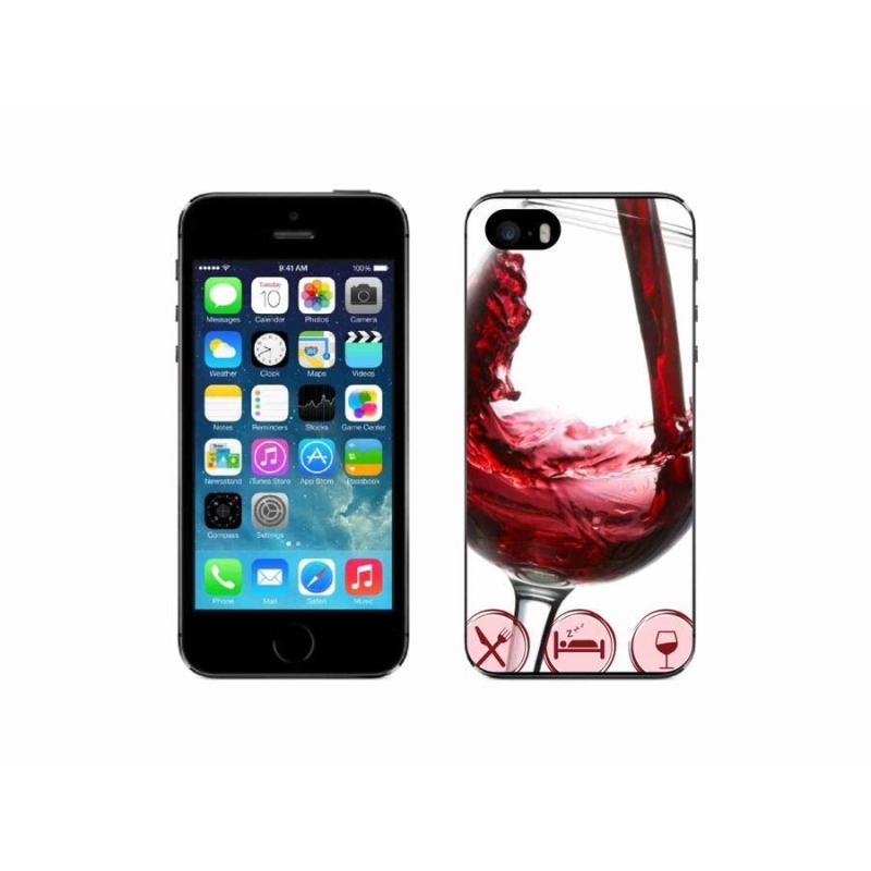 Gelový obal mmCase na mobil iPhone SE (2016) - sklenička vína červené