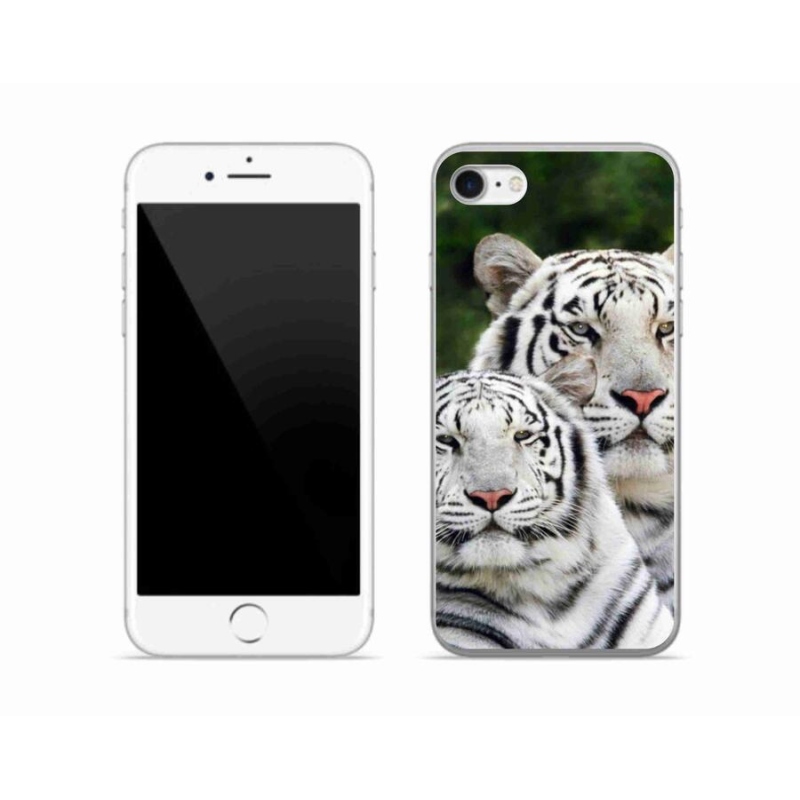 Gelový obal mmCase na mobil iPhone SE (2020) - bílí tygři