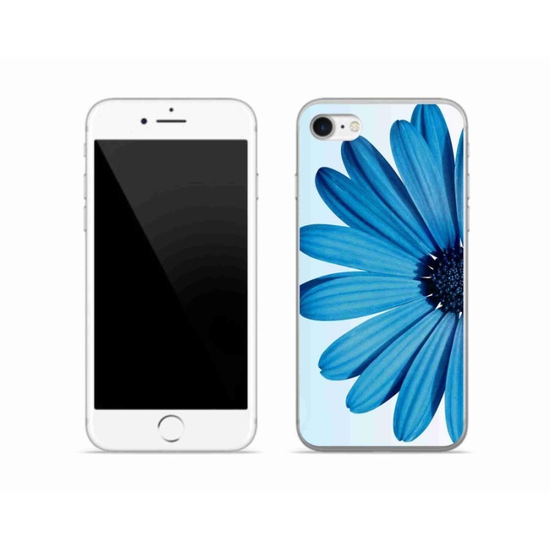 Gelový obal mmCase na mobil iPhone SE (2020) - modrá kopretina