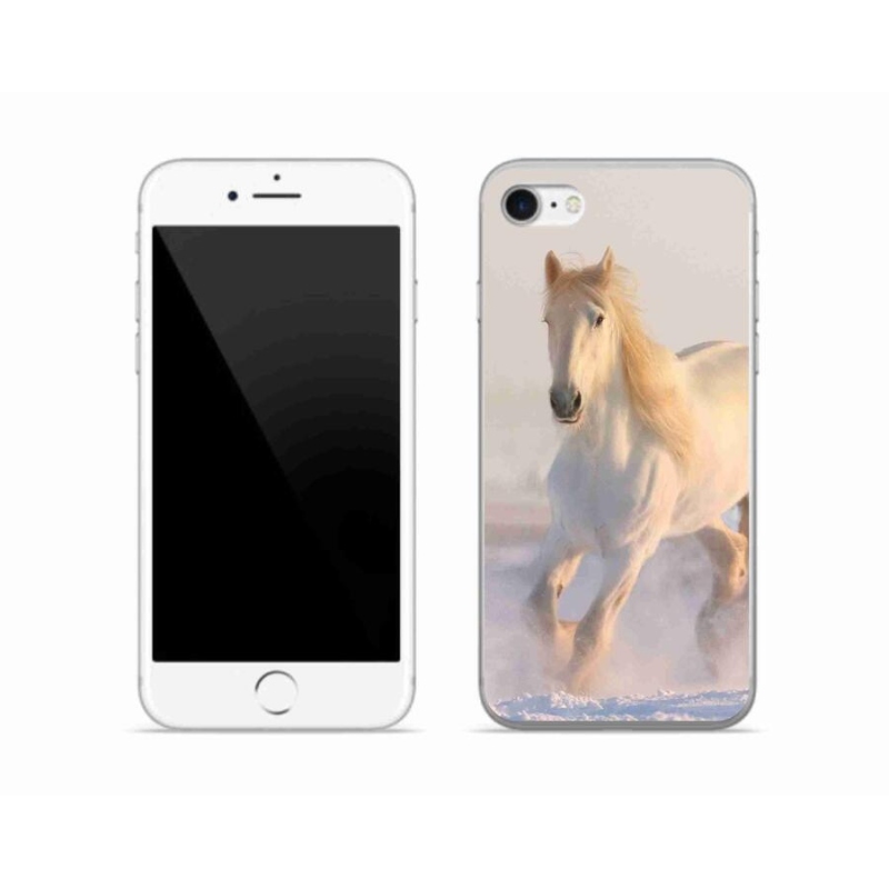Gelový obal mmCase na mobil iPhone SE (2022) - kůň ve sněhu