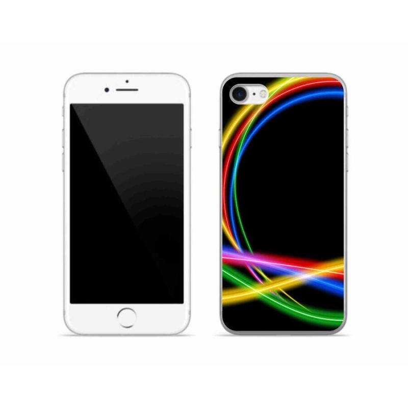 Gelový obal mmCase na mobil iPhone SE (2022) - neonové kruhy