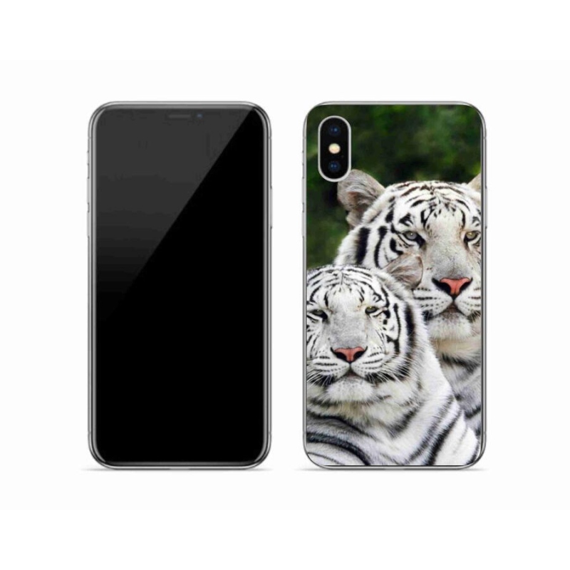 Gelový obal mmCase na mobil iPhone X - bílí tygři