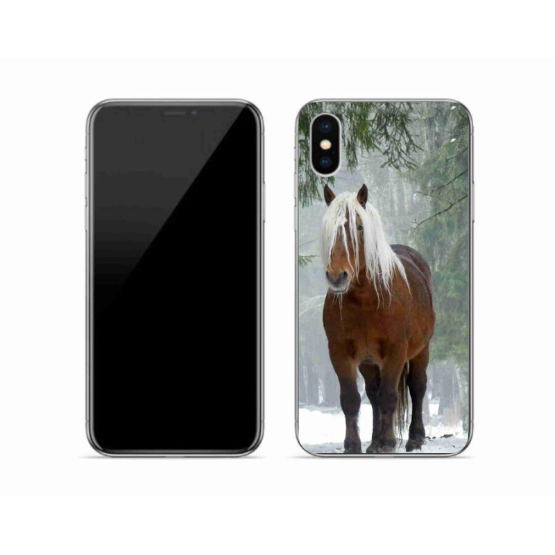 Gelový obal mmCase na mobil iPhone X - kůň v lese