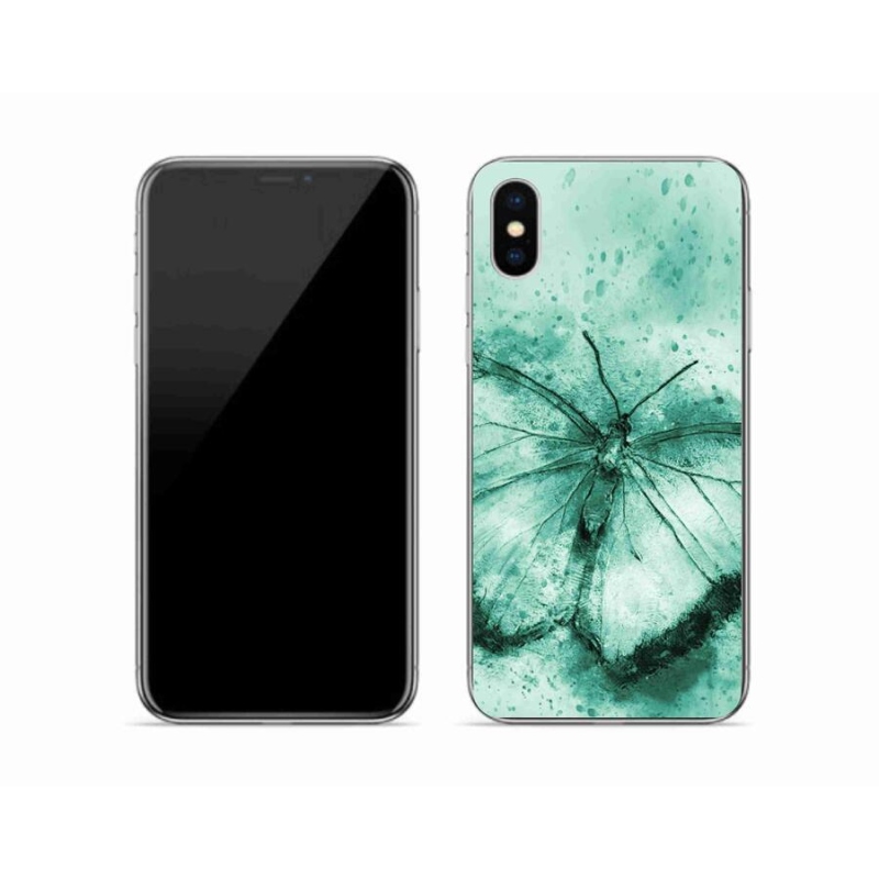 Gelový obal mmCase na mobil iPhone X - zelený motýl