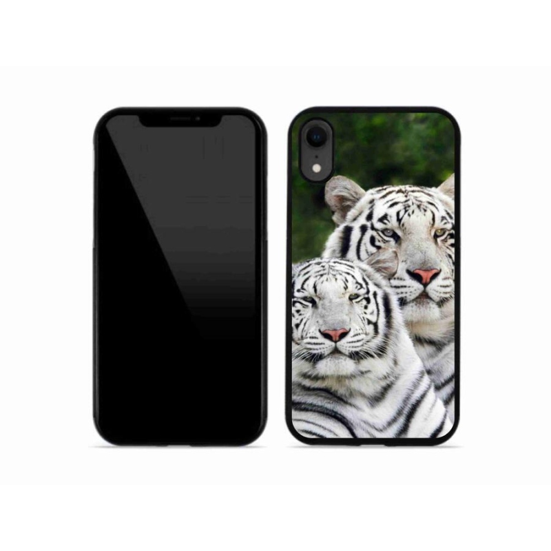 Gelový obal mmCase na mobil iPhone XR - bílí tygři