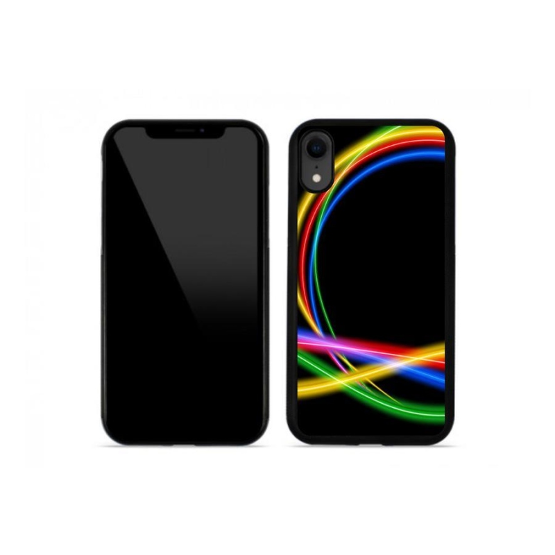 Gelový obal mmCase na mobil iPhone XR - neonové kruhy