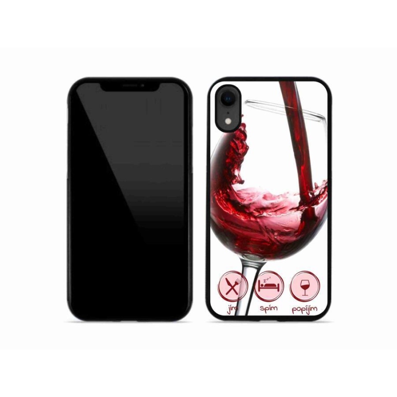 Gelový obal mmCase na mobil iPhone XR - sklenička vína červené