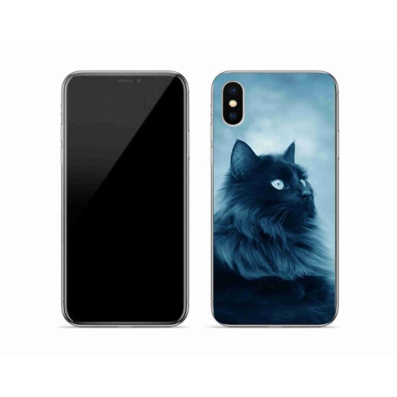 Gelový obal mmCase na mobil iPhone XS - černá kočka 1