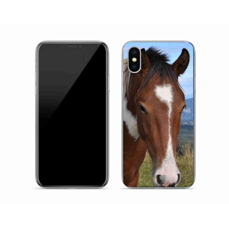 Gelový obal mmCase na mobil iPhone XS - hnědý kůň