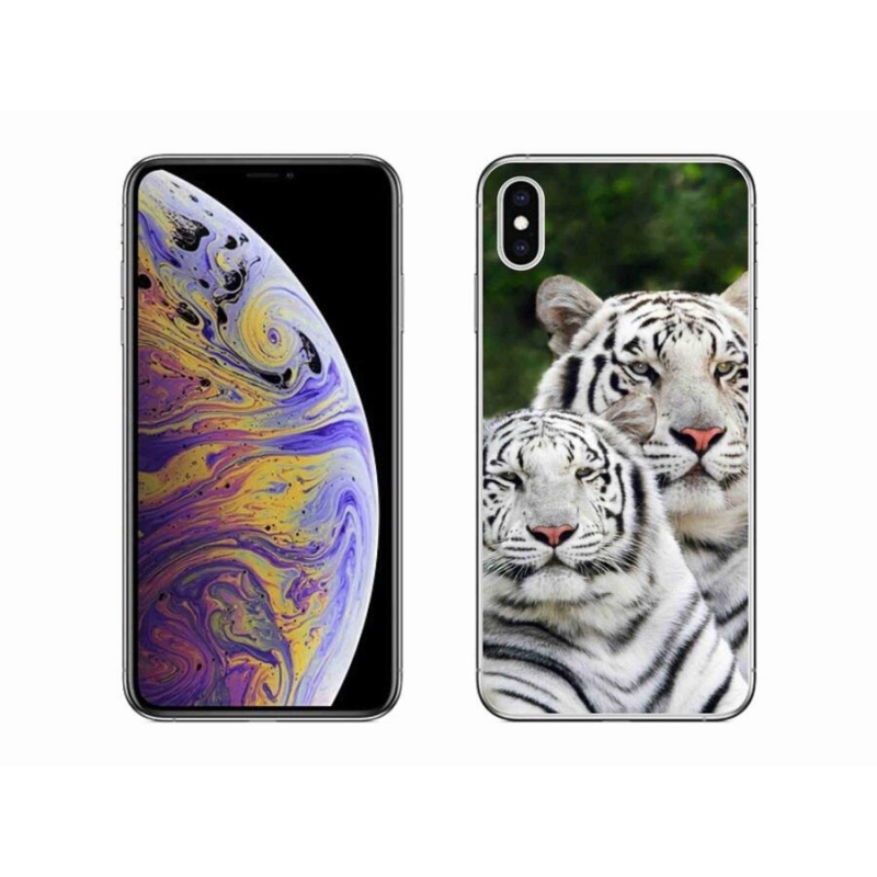Gelový obal mmCase na mobil iPhone XS Max - bílí tygři