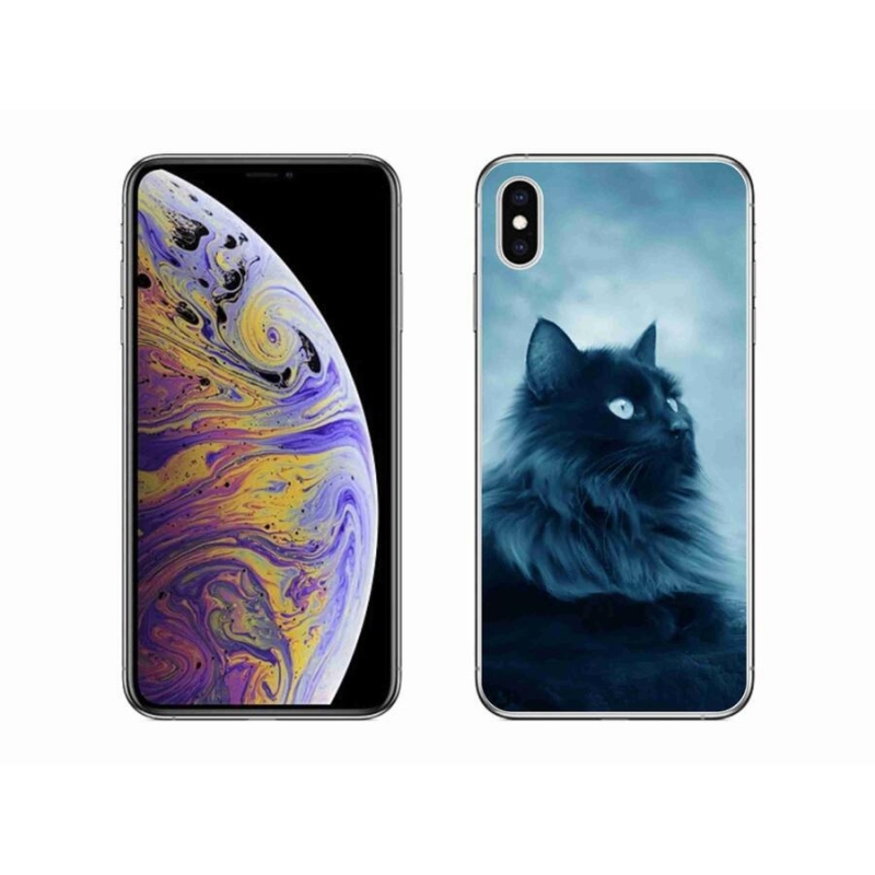 Gelový obal mmCase na mobil iPhone XS Max - černá kočka 1