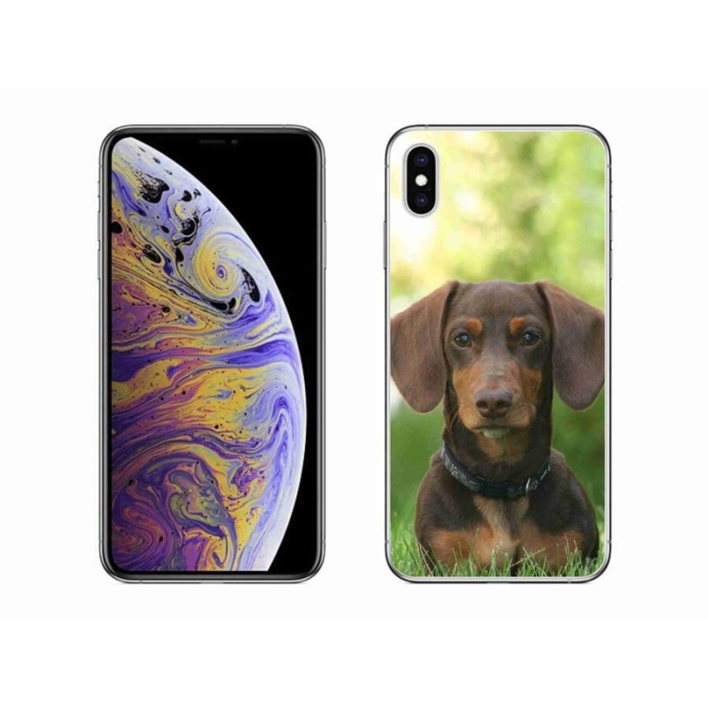 Gelový obal mmCase na mobil iPhone XS Max - hnědý jezevčík