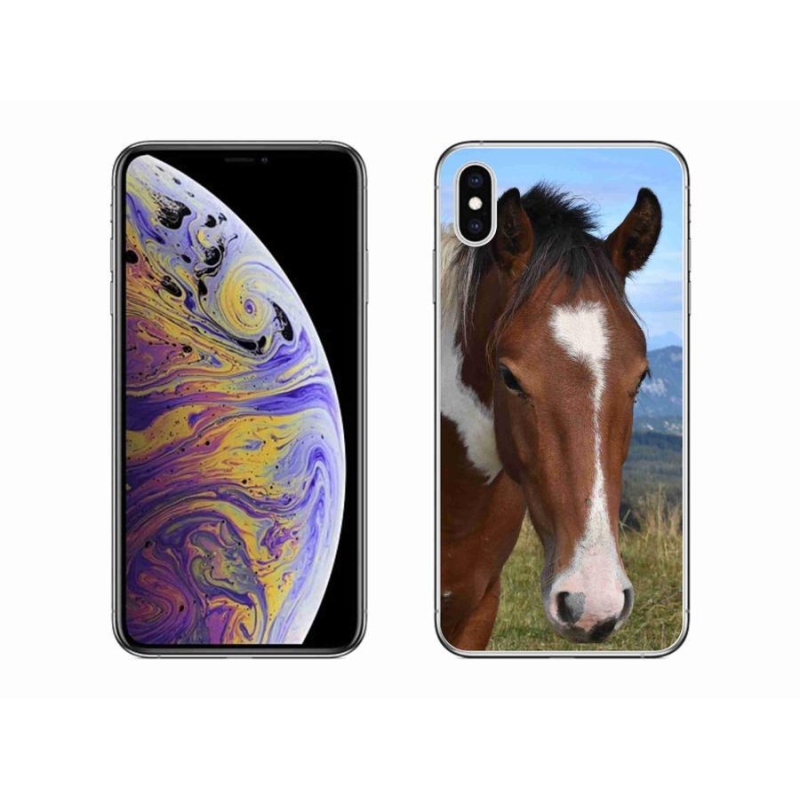 Gelový obal mmCase na mobil iPhone XS Max - hnědý kůň