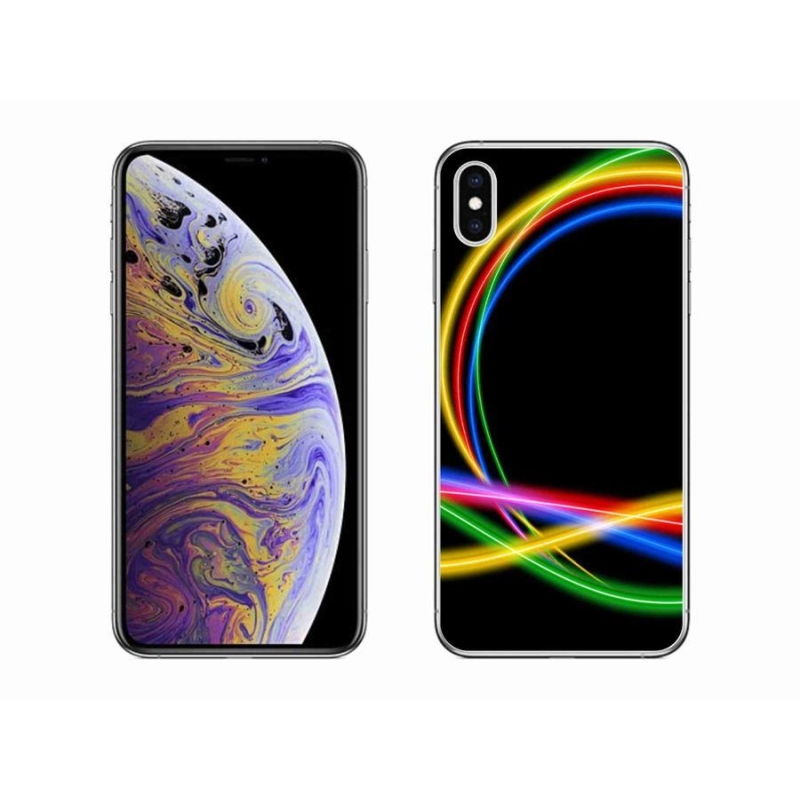 Gelový obal mmCase na mobil iPhone XS Max - neonové kruhy