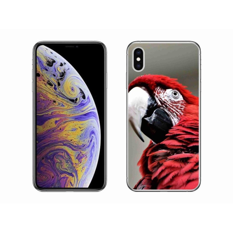 Gelový obal mmCase na mobil iPhone XS Max - papoušek ara červený