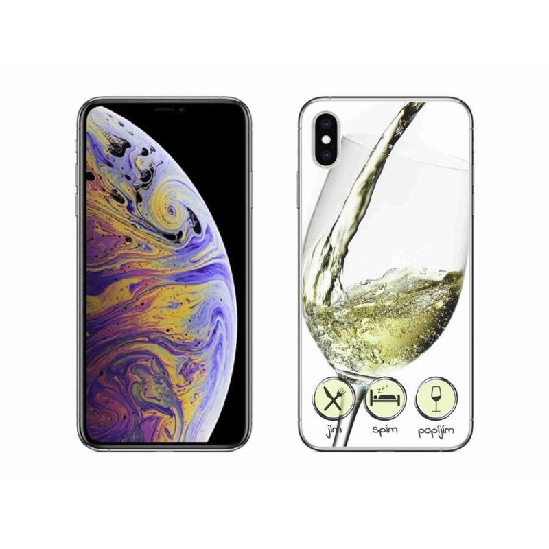 Gelový obal mmCase na mobil iPhone XS Max - sklenička vína bílé