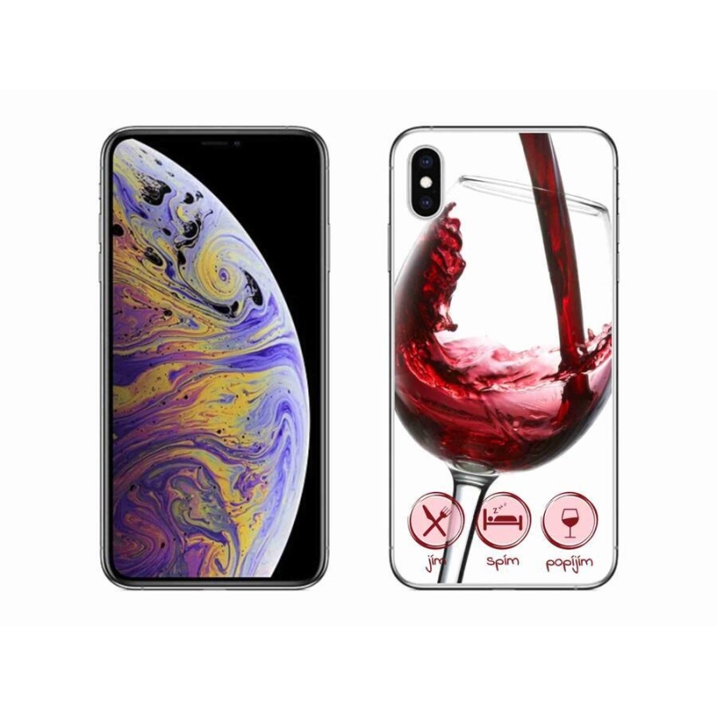 Gelový obal mmCase na mobil iPhone XS Max - sklenička vína červené