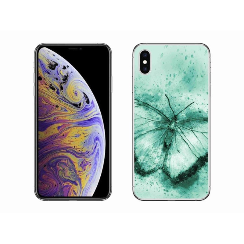 Gelový obal mmCase na mobil iPhone XS Max - zelený motýl