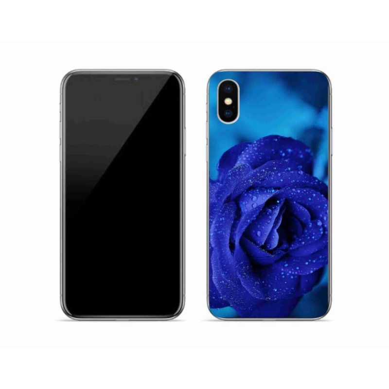 Gelový obal mmCase na mobil iPhone XS - modrá růže