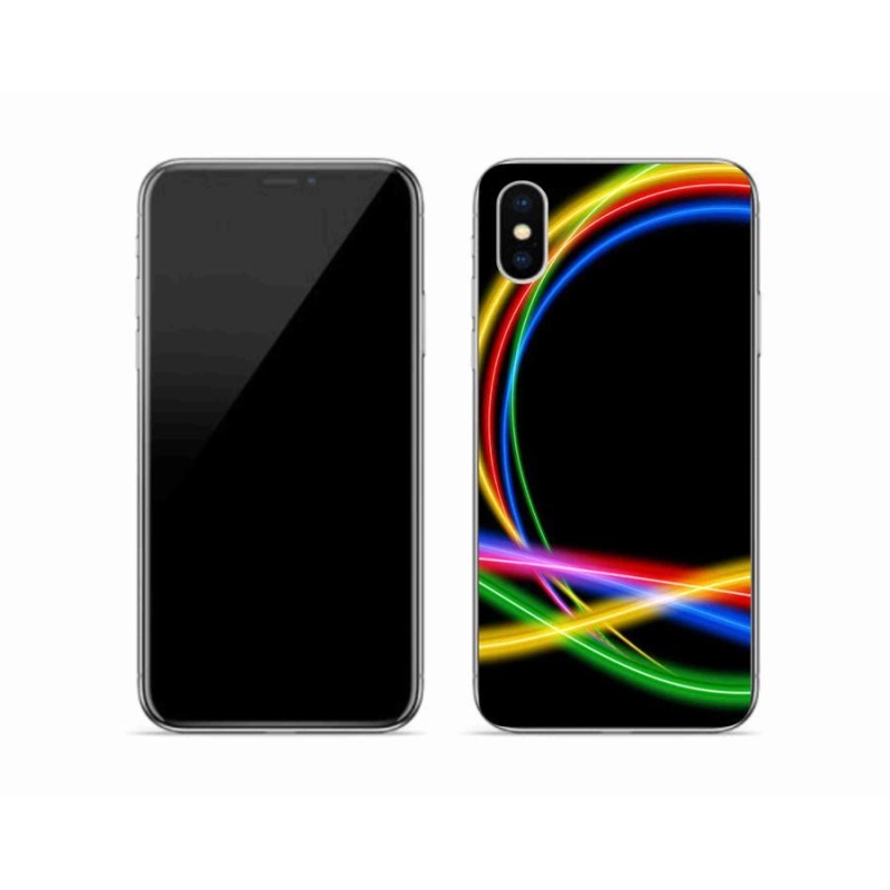 Gelový obal mmCase na mobil iPhone XS - neonové kruhy
