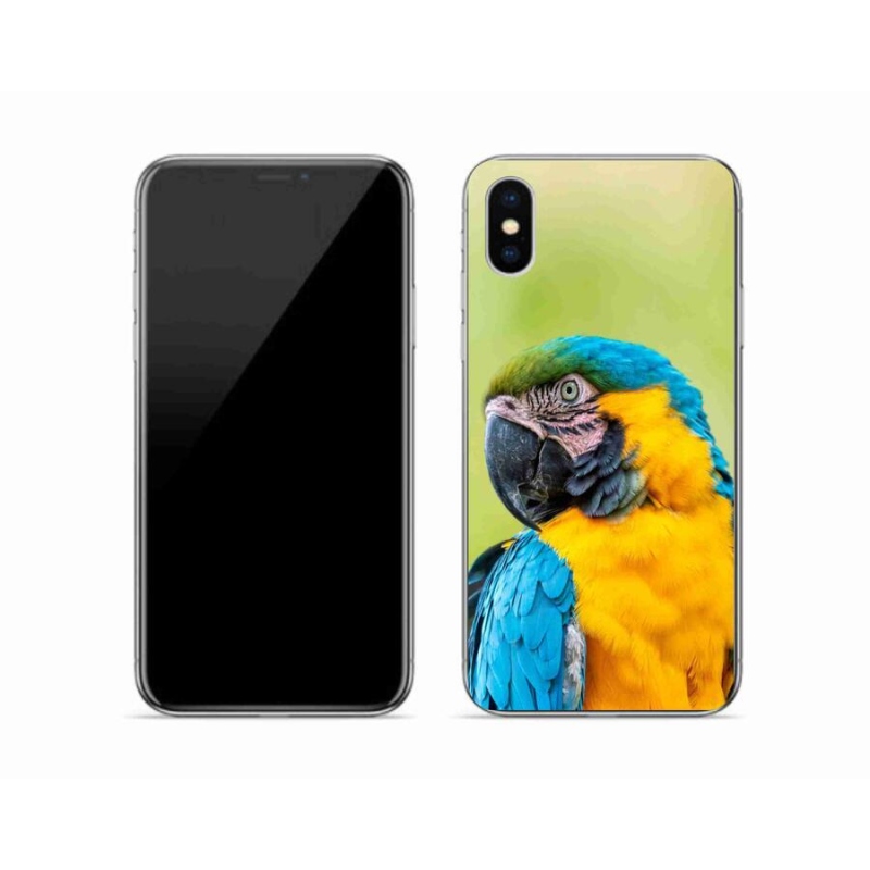 Gelový obal mmCase na mobil iPhone XS - papoušek ara 2