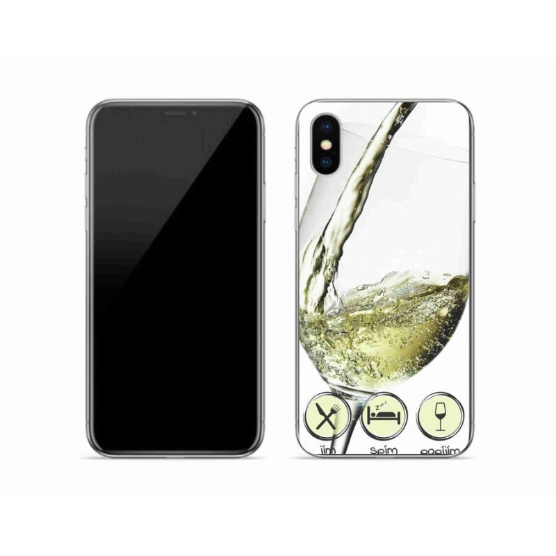 Gelový obal mmCase na mobil iPhone XS - sklenička vína bílé