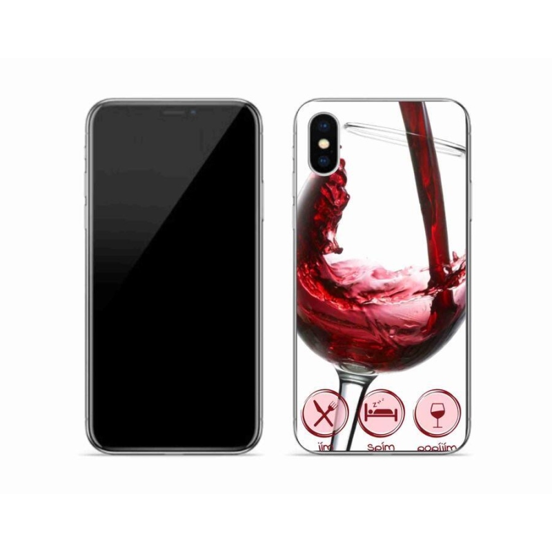 Gelový obal mmCase na mobil iPhone XS - sklenička vína červené