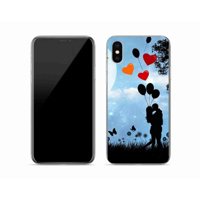 Gelový obal mmCase na mobil iPhone XS - zamilovaný pár