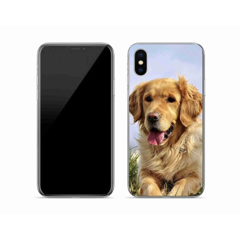 Gelový obal mmCase na mobil iPhone XS - zlatý retrívr
