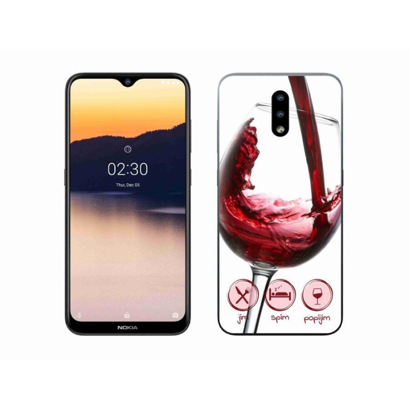 Gelový obal mmCase na mobil Nokia 2.3 - sklenička vína červené