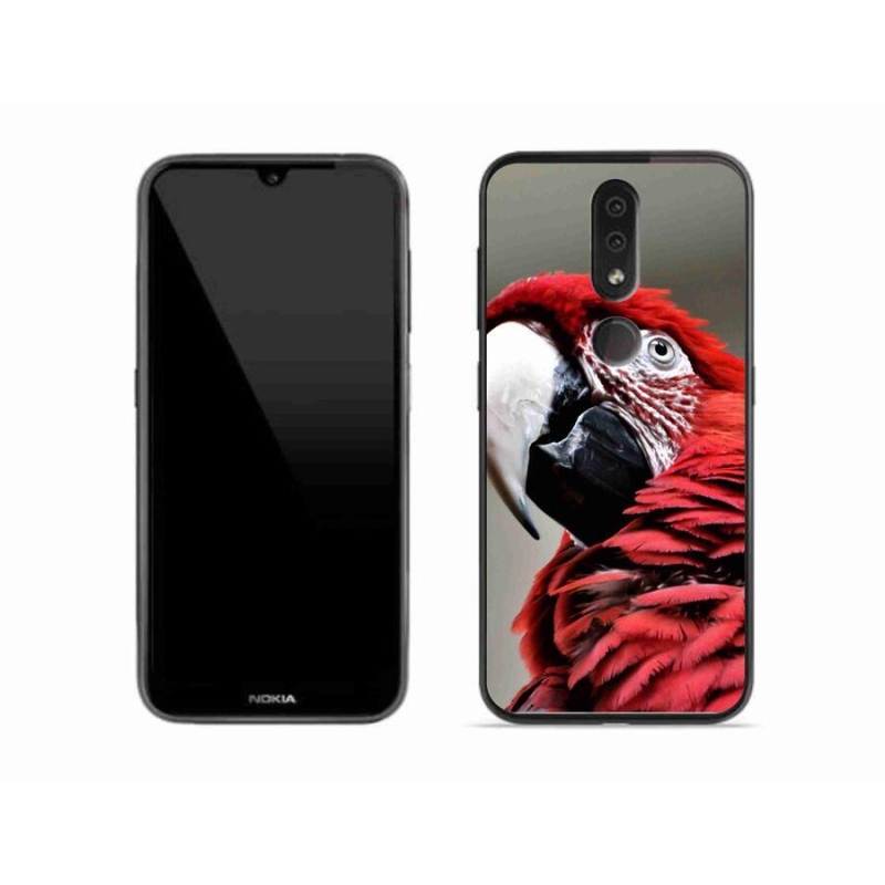 Gelový obal mmCase na mobil Nokia 4.2 - papoušek ara červený