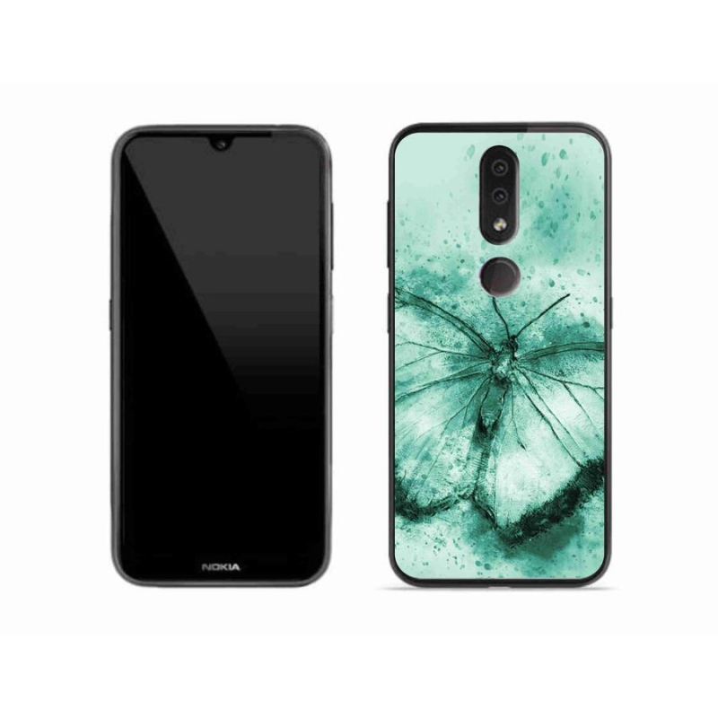 Gelový obal mmCase na mobil Nokia 4.2 - zelený motýl