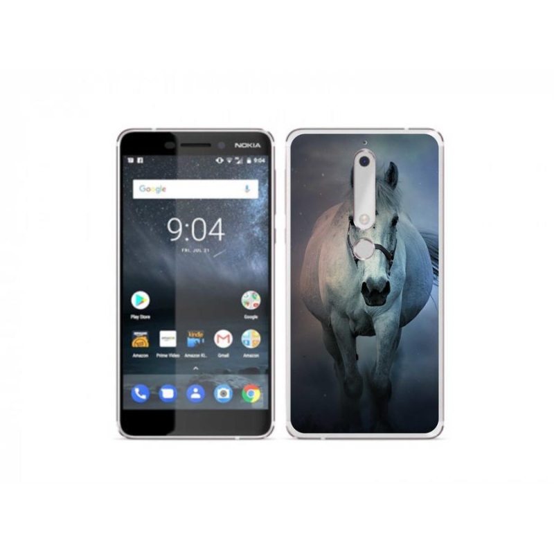 Gelový obal mmCase na mobil Nokia 6.1 - běžící bílý kůň