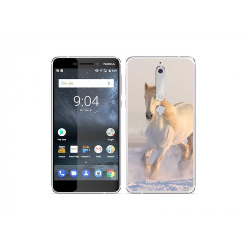 Gelový obal mmCase na mobil Nokia 6.1 - kůň ve sněhu